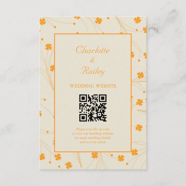 Orange Beige Retro Y2K 70s Flower Pattern Enclosure Card (Front)
