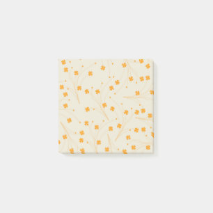 Orange Beige Retro Y2K 70s Flower Pattern Post-it Notes