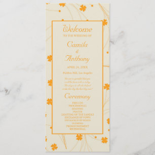 Orange Beige Retro Y2K 70s Flower Pattern Program