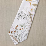 orange beige wildflowers tie<br><div class="desc">watercolor greenery foliage ties</div>