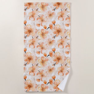 Orange Believe Flowers Beach Towel
