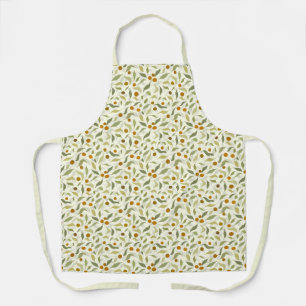 Orange Berries and Leaves on creme - pattern. Apron