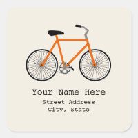 Orange Bicycle Address Sticker