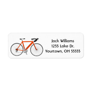 orange bicycle on white label