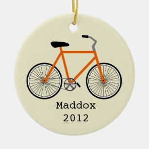 Orange Bicycle Personalized Ornament