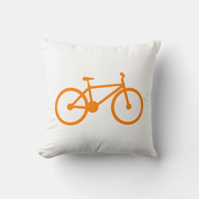 Orange Bicycle Throw Pillow (Front)