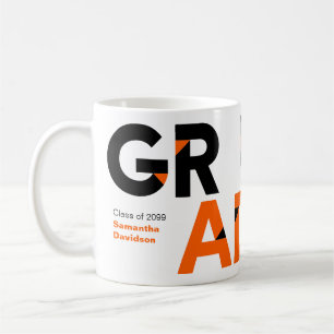 Orange Big Bold Angle-Cut Letters Graduation Coffee Mug