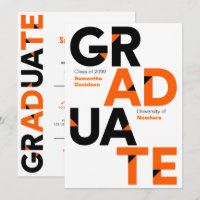 Orange Big Bold Angle-Cut Letters Graduation