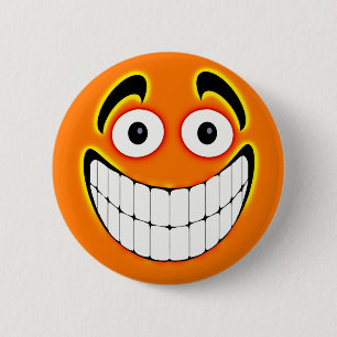 Orange Big Grin Face 2 Inch Round Button