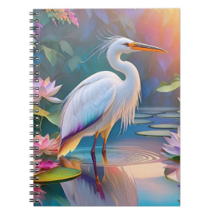 Orange Billed White Heron Fantasy Bird Notebook