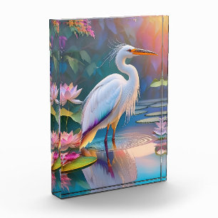 Orange Billed White Heron Fantasy Bird Photo Block