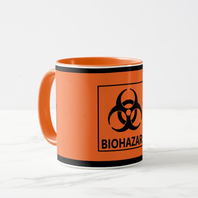 Orange 'Biohazard' Mug (Front Left)