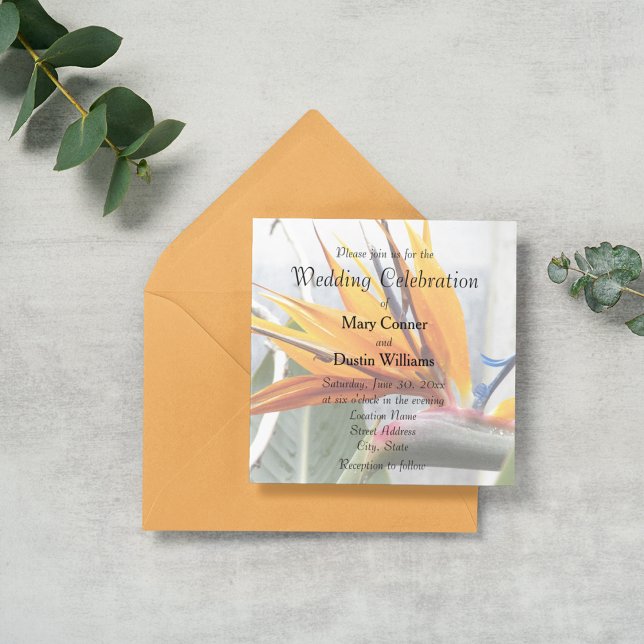 Orange Bird of Paradise Floral Wedding Invitation (In Situ Wedding)