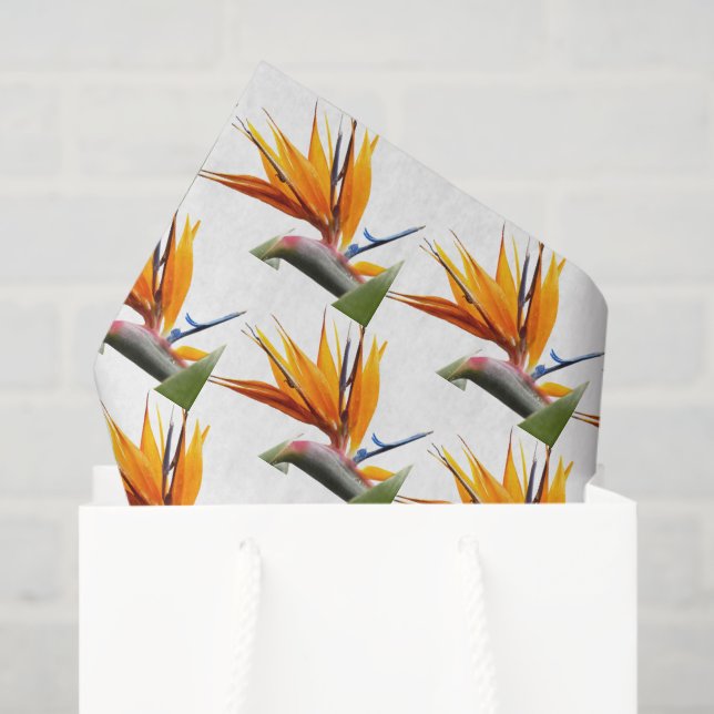 Orange Bird of Paradise Plant Floral Pattern Tissue Paper (Gift Bag)