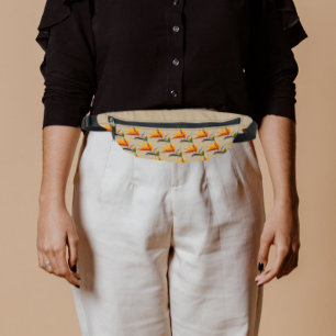 Orange Bird of Paradise Plant Pattern on Khaki Fanny Pack