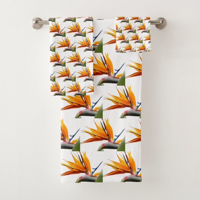 Orange Bird of Paradise Plante Motif en blanc (En situation)