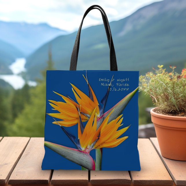 Orange Bird of Paradise Wedding Large tote Bag (Creator Uploaded)
