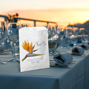 Orange Bird of Paradise Wedding Message Favour Bag