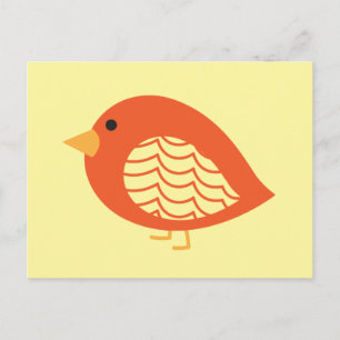 Orange bird quirky birds postcard