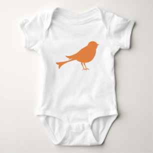 Orange Bird Silhouette Baby Bodysuit