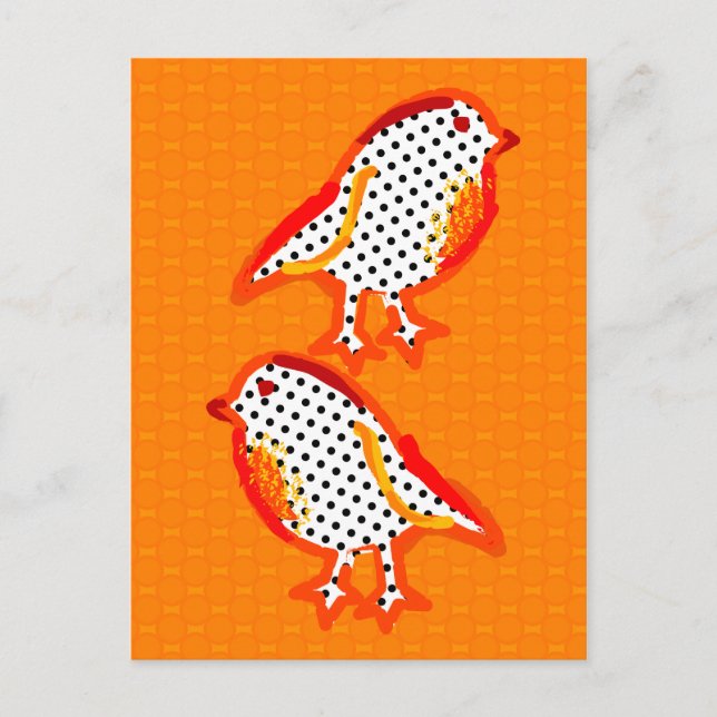 'orange birds' digital painting Postcard (Front)