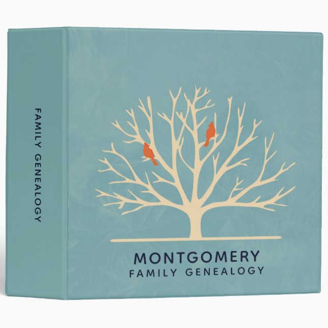 Orange Birds in a Large Tree Family Genealogy Binder (Front/Spine)