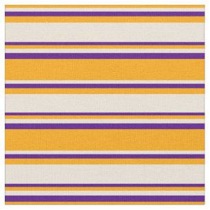 Orange, Bisque, and Indigo Coloured Lined Pattern Fabric