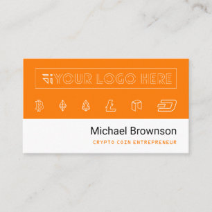 Orange Bitcoin Accepted Crypto Coin Entrepreneur Business Card