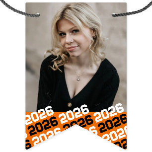 Orange & Black 16 Photo Graduation Hanging Banner
