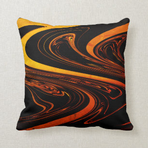 Orange & black abstract throw pillow