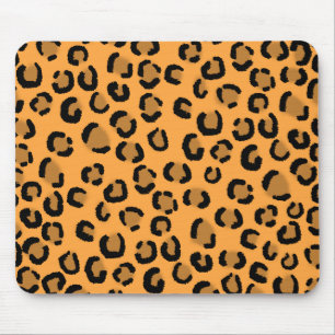Orange, Black and Brown Leopard Print Pattern. Mouse Pad