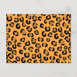 Orange, Black and Brown Leopard Print Pattern. Postcard