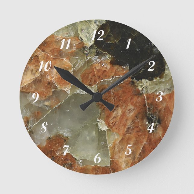 Orange, Black, and Clear Quartz Round Clock (Front)
