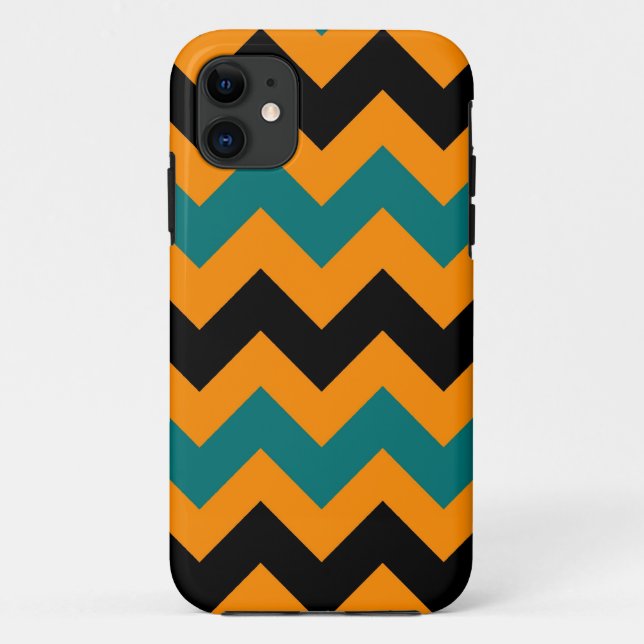 Orange Black and Dark Cyan Chevron Zigzap Pattern Case-Mate iPhone Case (Back)