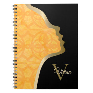 Orange Black And Gold Face Notebook