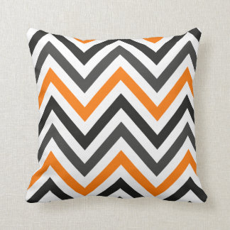Orange black and grey chevron pillow