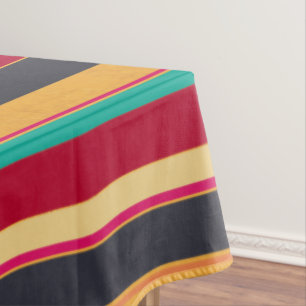 Orange Black And Red Stripes Tablecloth