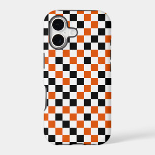 Orange Black and White Chequered