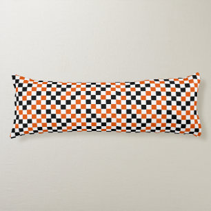 Orange Black and White Chequered Body Pillow