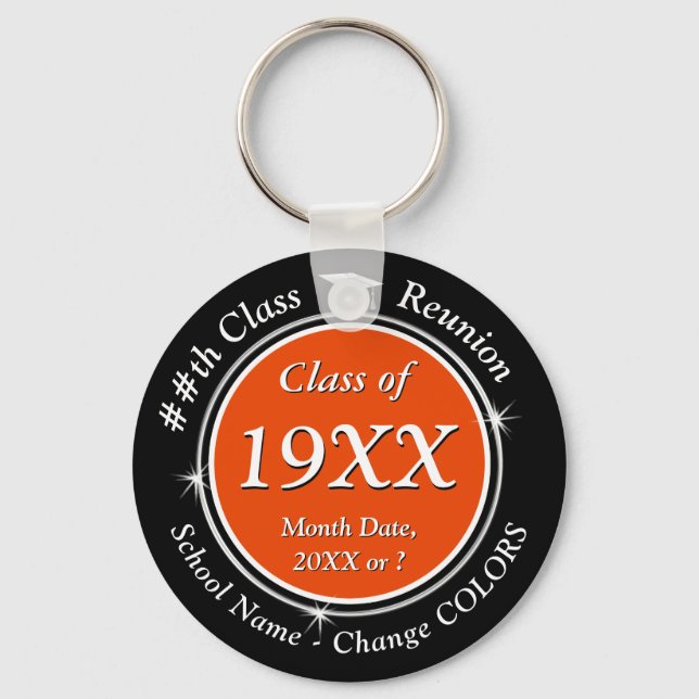 Orange, Black and White, Class Reunion Souvenirs Keychain (Front)