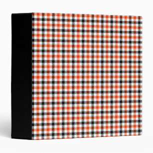 Orange Black and White Gingham Check Binder