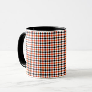 Orange Black and White Gingham Check Mug