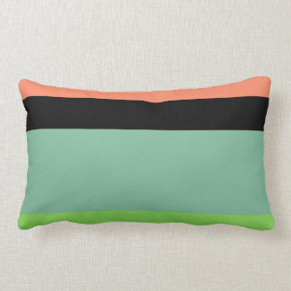 Orange, Black, Aqua and Lime Green Stripe Design Lumbar Pillow