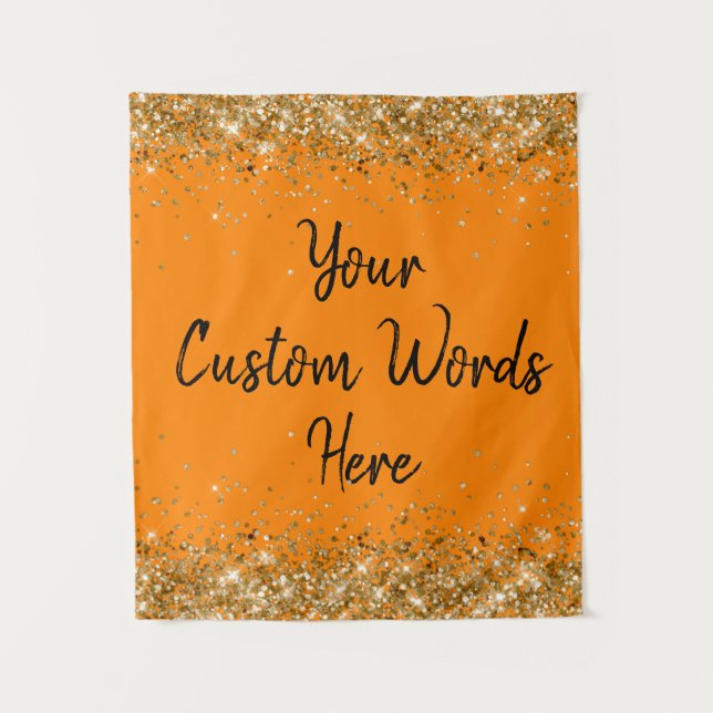 Orange Black Backdrop Birthday Party Photo Booth Tapestry (Front)