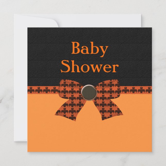 Orange & Black Bat Baby Shower Invitation (Front)