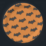Orange Black Bat Pattern Halloween Party Paper Plate<br><div class="desc">Cool Black and orange Halloween party paper plates.
Fun party supplies,  decorations and disposable accessories for costume party,  halloween,  scary,  fright,  frightening,  trick or treat,  night gathering,  bbq,  dinner,  birthday,  wedding.

Available in small and large. Change the quantity to get the cheapest bulk price.</div>