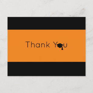 Orange Black Bold Graduation Thank You Postcard