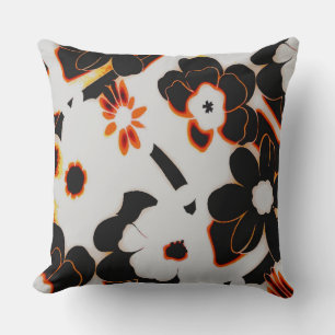 Orange Black Brown Throw Pillow