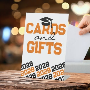 Orange & Black Cards & Gifts Graduation Table Pedestal Sign