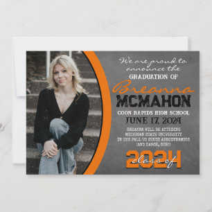 Orange & Black Chalkboard Graduation Announcement